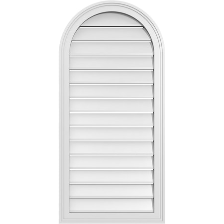 Ekena Millwork Round Top Surface Mount PVC Gable Vent: Functional, w/ 2"W x 1-1/2"P Brickmould Frame, 20"W x 42"H GVPRT20X4202SF
